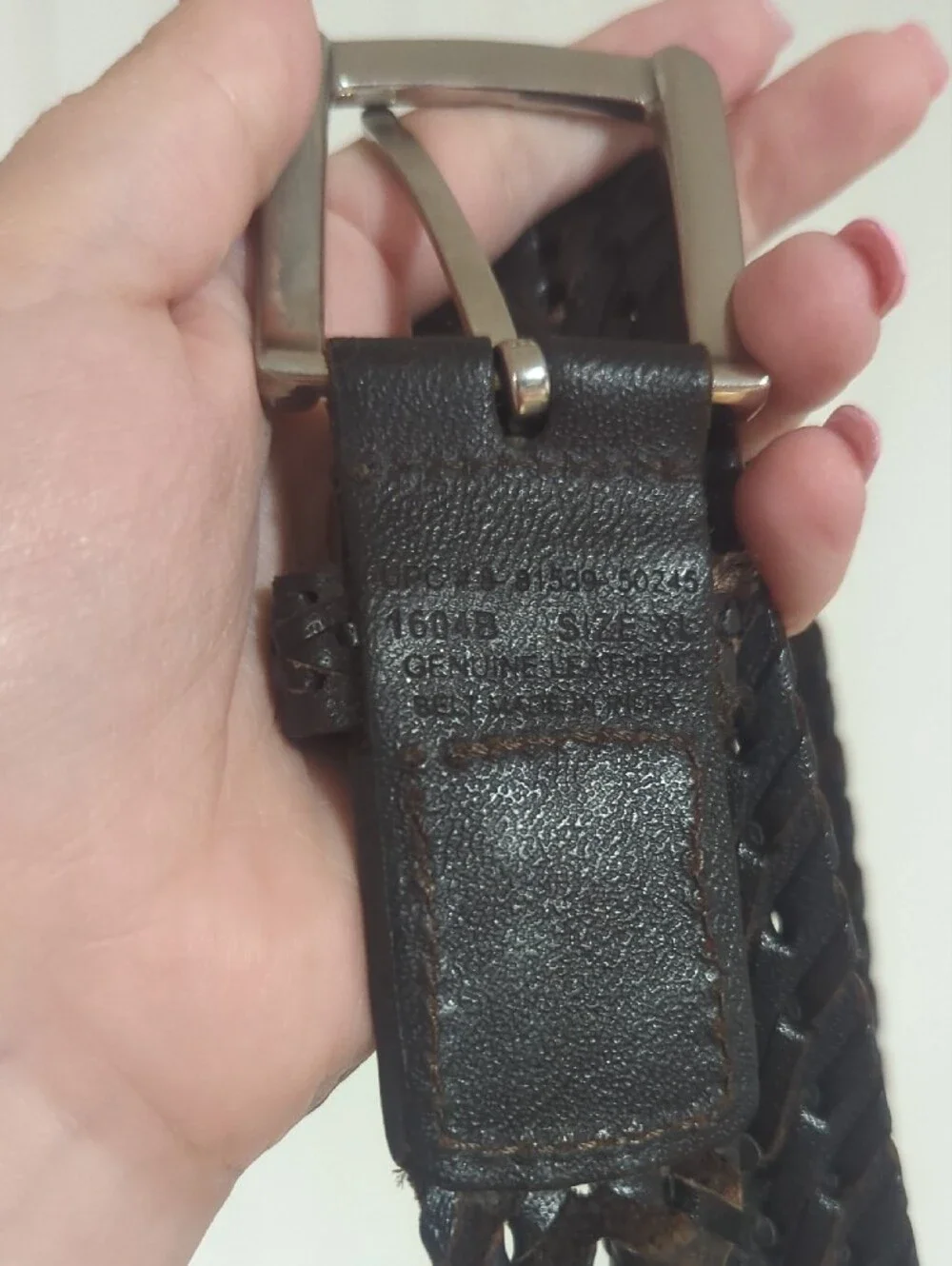 Men's Black Braided Leather Belt with Silver Buckle India 50